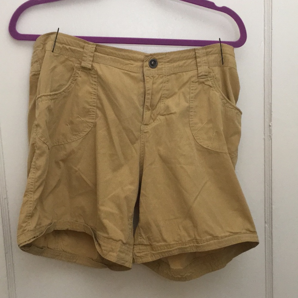 Khaki colored hiking shorts